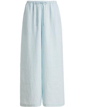 ELCE Faye Linen Wide-Leg Pants - Blue