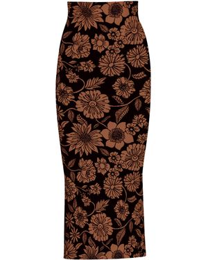 Pepa Pombo Adelyn Floral Midi Skirt - Brown
