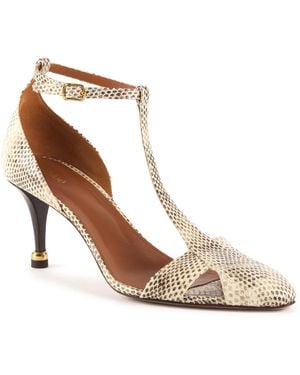 Chloé Cleia Snakeskin-Effect Leather Sandals - White