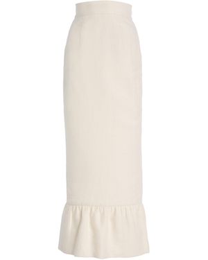 Posse Matilda Linen Column Maxi Skirt - White