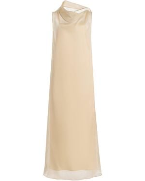 SEV High-Neck Silk-Organza Maxi Dress - Natural