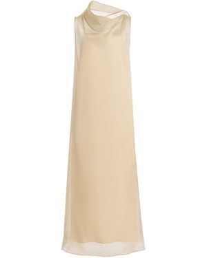 SEV High-Neck Silk-Organza Maxi Dress - Natural