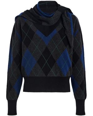 Brandon Maxwell Exclusive The Maris Argyle Cashmere Jumper - Blue