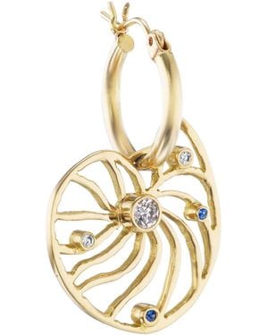 Gazza Ladra 14K Diamond And Sapphire Single Earring - Metallic