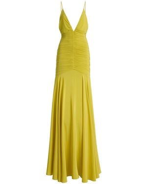 Silvia Tcherassi Sana Ruched Silk-Blend Maxi Dress - Yellow