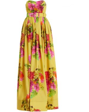 Cara Cara Greenfield Belted Floral Cotton Poplin Maxi Dress - Yellow