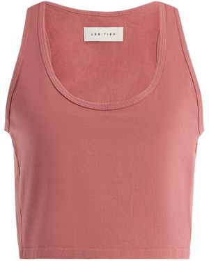 Les Tien Kerry Cropped Cotton Tank Top - Pink
