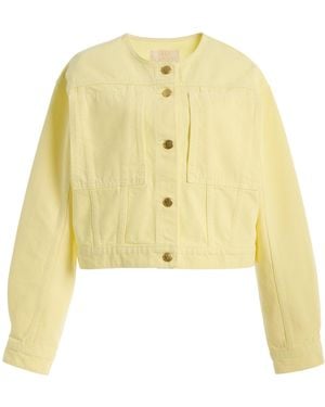 Ulla Johnson The Briar Collarless Denim Jacket - Yellow
