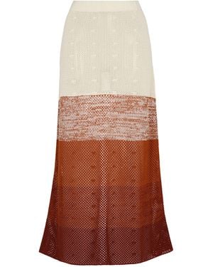 Escvdo Ofrenda Panelled Cotton Knit Maxi Skirt - White