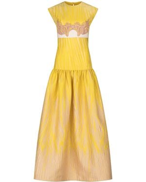 Silvia Tcherassi Leonor Embroidered Cutout Maxi Dress - Yellow