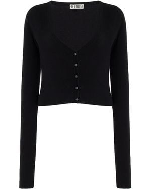 ÉTERNE Cropped Cotton-modal Cardigan - Black
