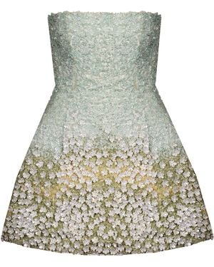 La Fuori Mystical Garden Embroided Mini Dress - Blue