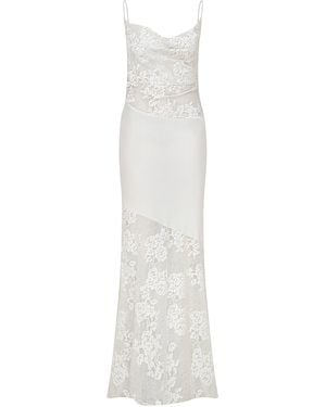 ILA THE BRAND Brittany Lace-Paneled Satin Maxi Dress - White
