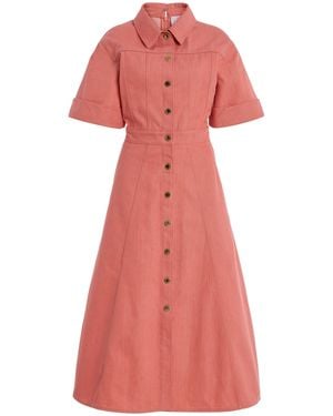 Carolina Herrera Button-Front Denim Dress - Pink