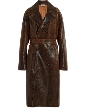 Sanderlak Belted Leather Trench Coat - Brown