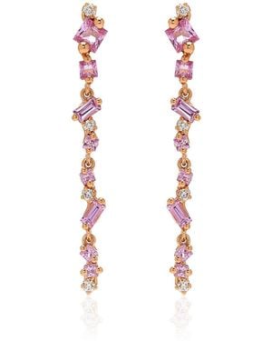 Suzanne Kalan La Fantaisie 18K Rose Diamond And Sapphire Earrings - Pink
