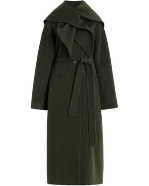 Sea Viv Scarf-detailed Wool Coat - Green