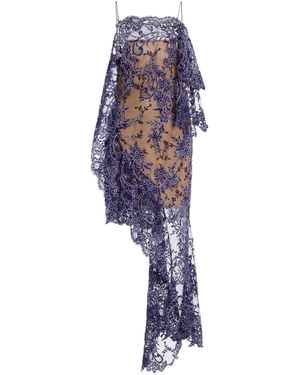Christopher Esber Iris Floating Lace Mini Dress - Blue