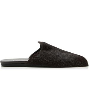 Prada Leather Pony-Hair Mules in White | Lyst