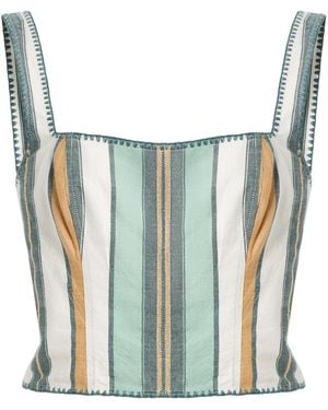 ILIO NEMA Jupiter Striped Cotton-Blend Cropped Top - Blue