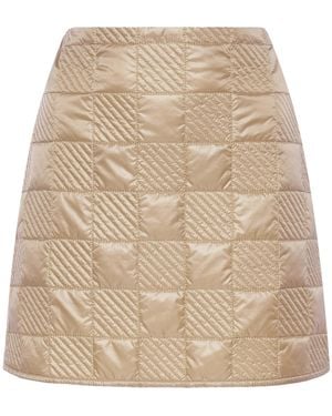 Moncler Logo-Patch Quilted Miniskirt - Natural