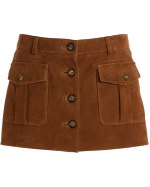 THE GARMENT Goatskin Suede Mini Skirt - Brown