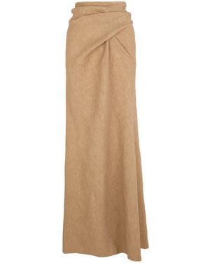 Cortana Odel Cross-Front Linen-Blend Maxi Skirt - Natural