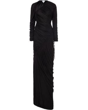 Bottega Veneta Ruched Jersey Maxi Dress - Black