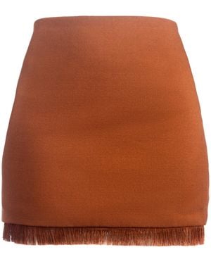 BOYEDOE Adom Fringe-Hem Cotton-Blend Mini Skirt - Brown