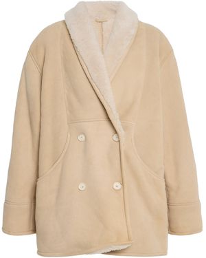 House of Dagmar Double-Breasted Shearling Jacket - Natural