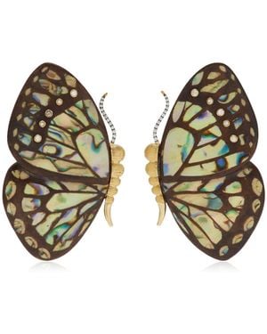 Silvia Furmanovich Marquetry Butterfly Earrings - Brown