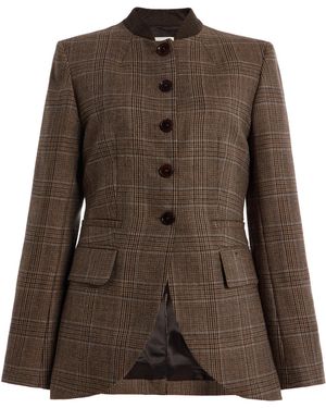 By Malene Birger Claye Checked Virgin Wool Jacket - Brown
