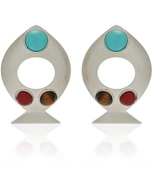 Julietta Exclusive Pesce Rhodium-Plated Multi-Stone Earrings - Blue