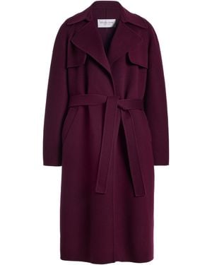 Michael Kors Belted Virgin-Wool Trench Coat - Purple