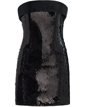 Sergio Hudson Strapless Sequined Mini Dress - Black