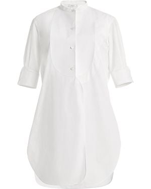 The Row Elaris Cotton Poplin Bib Shirt - White