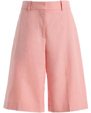 Another Tomorrow Linen Bermuda Shorts - Pink