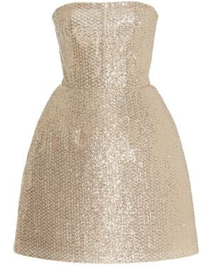 Monique Lhuillier Sequined Strapless Mini Dress - Metallic