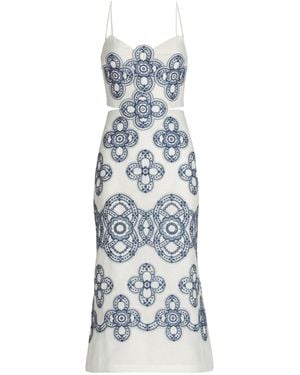 Silvia Tcherassi Ceres Linen-Cotton Midi Dress - Blue
