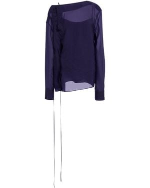 Ferragamo Draped Organza Top - Blue