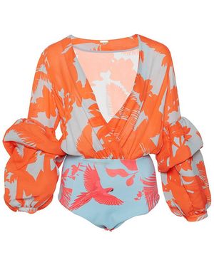 Johanna Ortiz Pintada Puff Sleeve Bodysuit - Multicolor