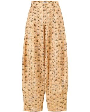 Into The East Rose Linen Panelled Tapered Trousers - Natural