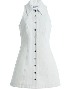 Matthew Bruch Collared Halter Denim Mini Dress - White