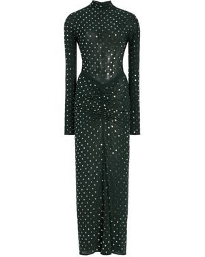 Alaïa Ruched Crystal Jersey Maxi Dress - Green