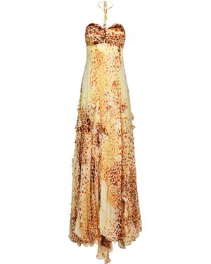 Francesca Miranda Orchid Halter Silk Dress - Metallic