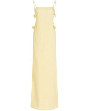 House of Aama Exclusive Bow-detailed Cotton-blend Maxi Top - White