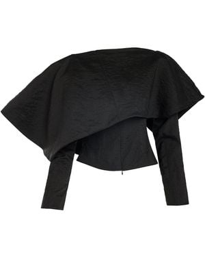 A.W.A.K.E. MODE Folded Flax-Blend Top - Black