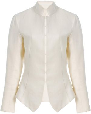 The Row Brianda Raw-Edge Linen Jacket - White
