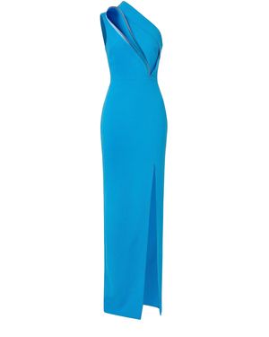 Greta Constantine Cocoros One-Shoulder Cady Maxi Dress - Blue