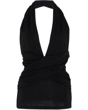 Carolina Herrera Gathered Jersey Halter Top - Black